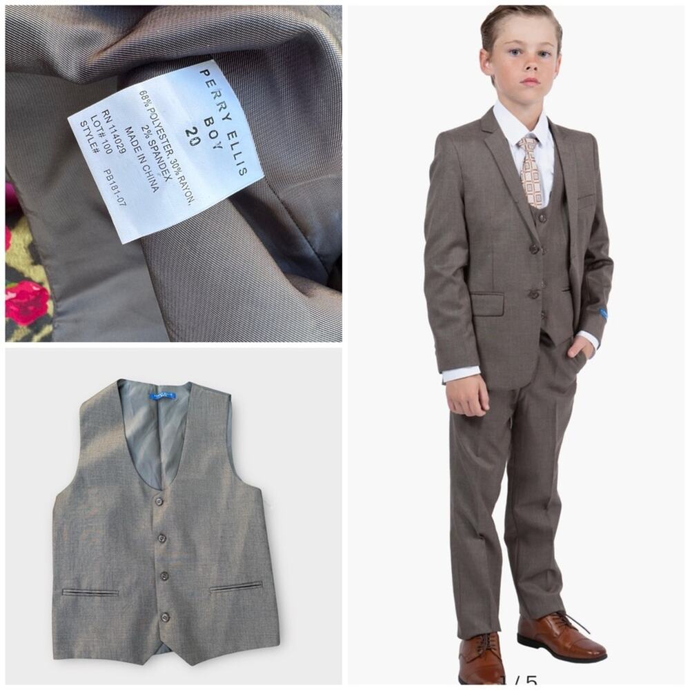NEW Perry Ellis Boys' Cocoa Suit Vest, Size 20